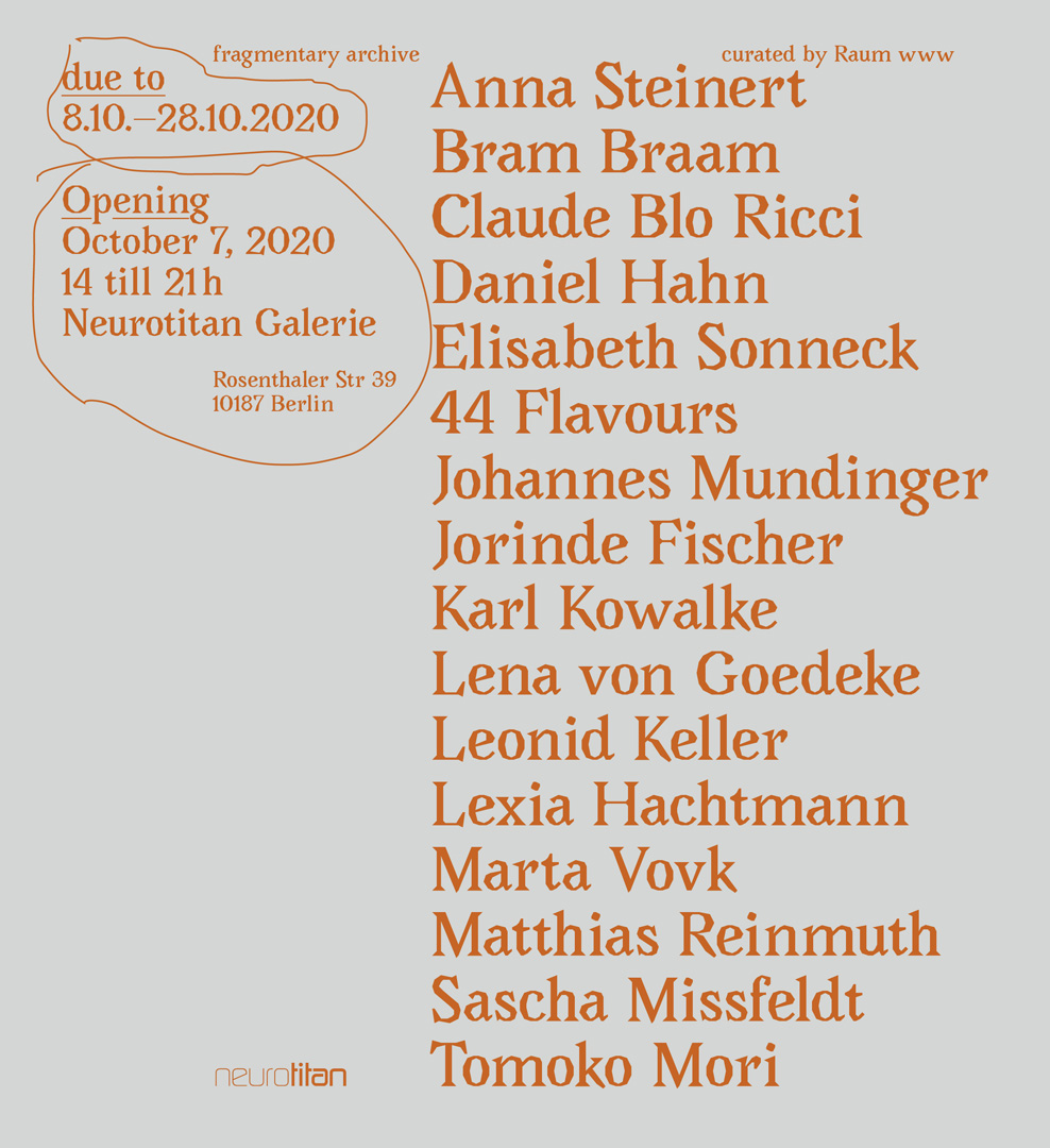 Flyer - Due to Raum www at Galerie Neurotitan, Berlin