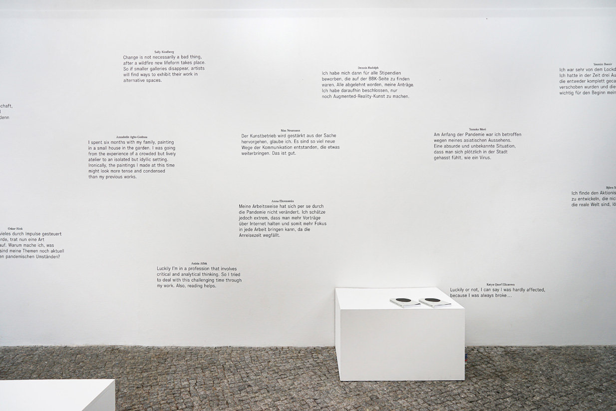 Ausstellungsansicht, Zitate an der Wand, gr_und Projektraum, Berlin